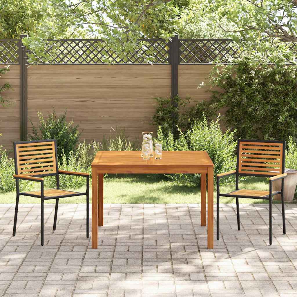 Garten Essgruppe 3 pcs Schwarz Poly Rattan
