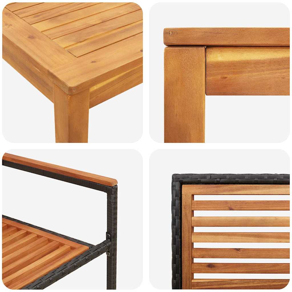 Garten Essgruppe 5 pcs Schwarz Poly Rattan