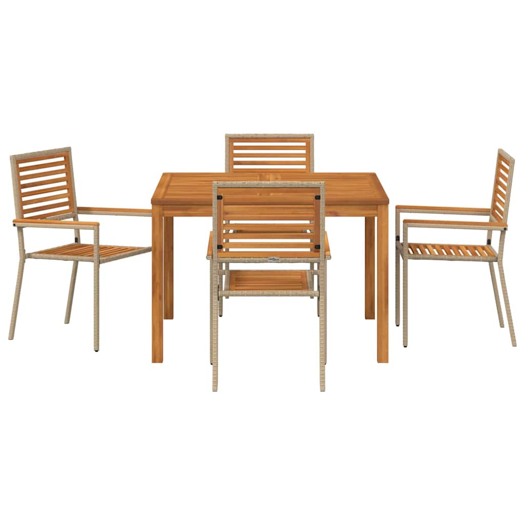 Garten Essgruppe 5 pcs Beige Poly Rattan