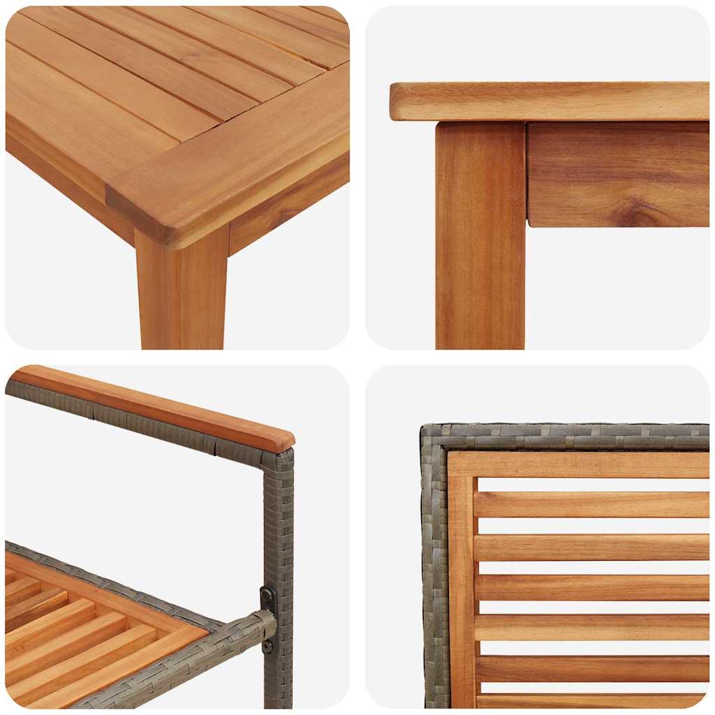 Garten Essgruppe 7 pcs Grau Poly Rattan