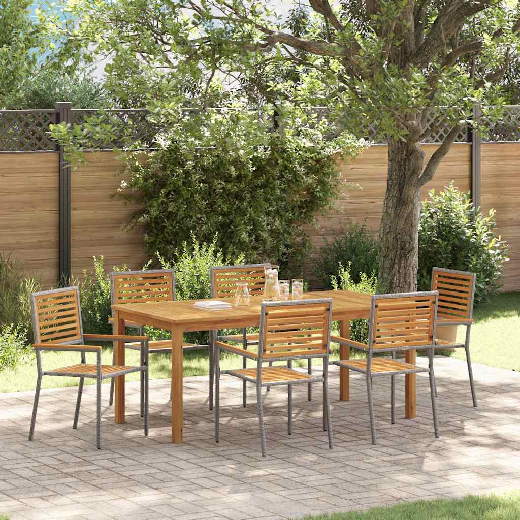 Garten Essgruppe 7 pcs Grau Poly Rattan