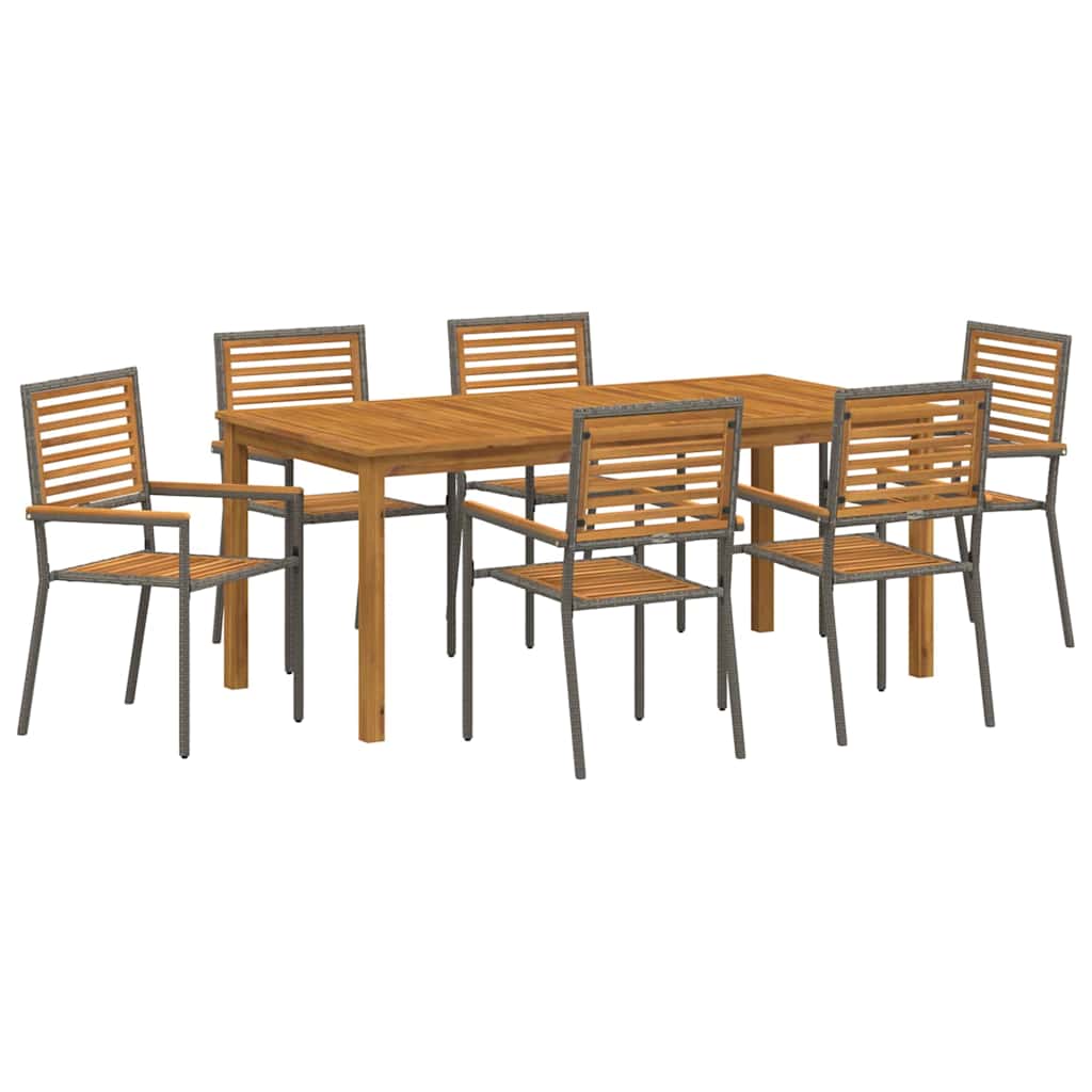 Garten Essgruppe 7 pcs Grau Poly Rattan