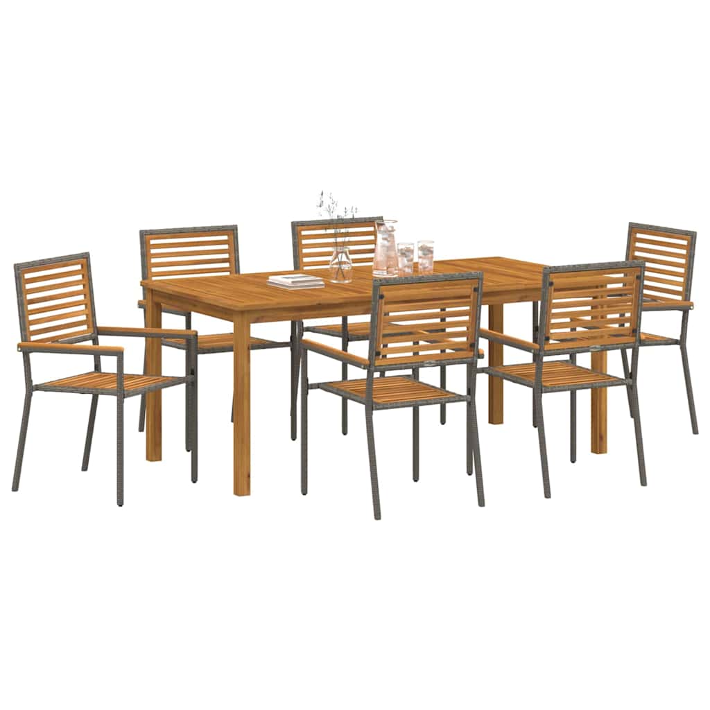 Garten Essgruppe 7 pcs Grau Poly Rattan