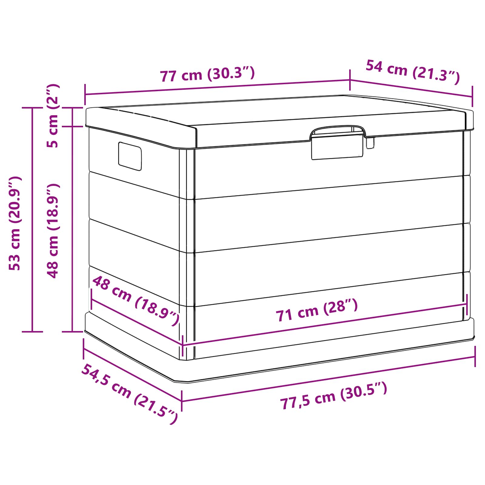 Gartenlagerbox Anthrazit 77,5 x 54,5 x 53 cm Plastik