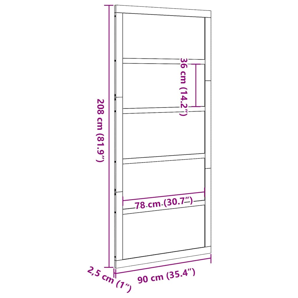Scheunentür Braun 90 x 210 cm Massivholz Kiefer