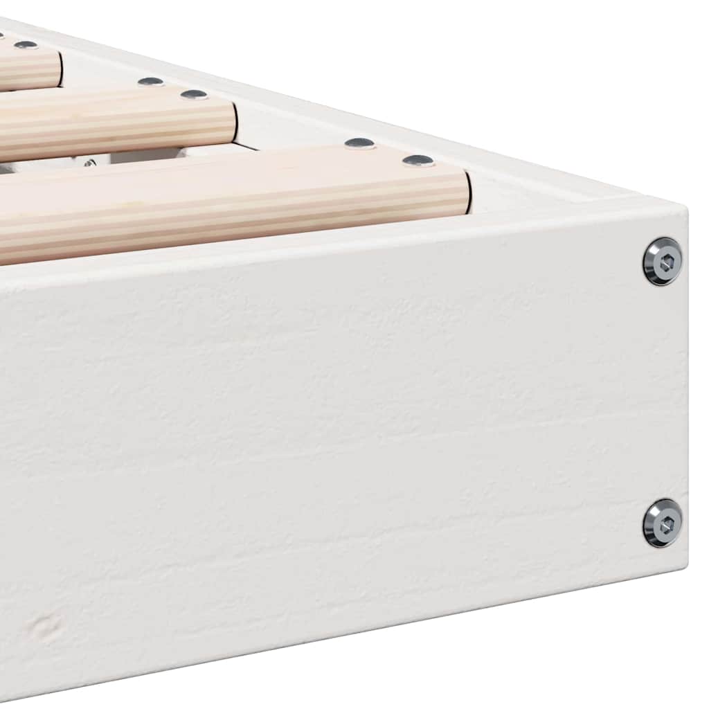 Bodenbettgestell Weiß 80 x 220 cm Massivholz Kiefer