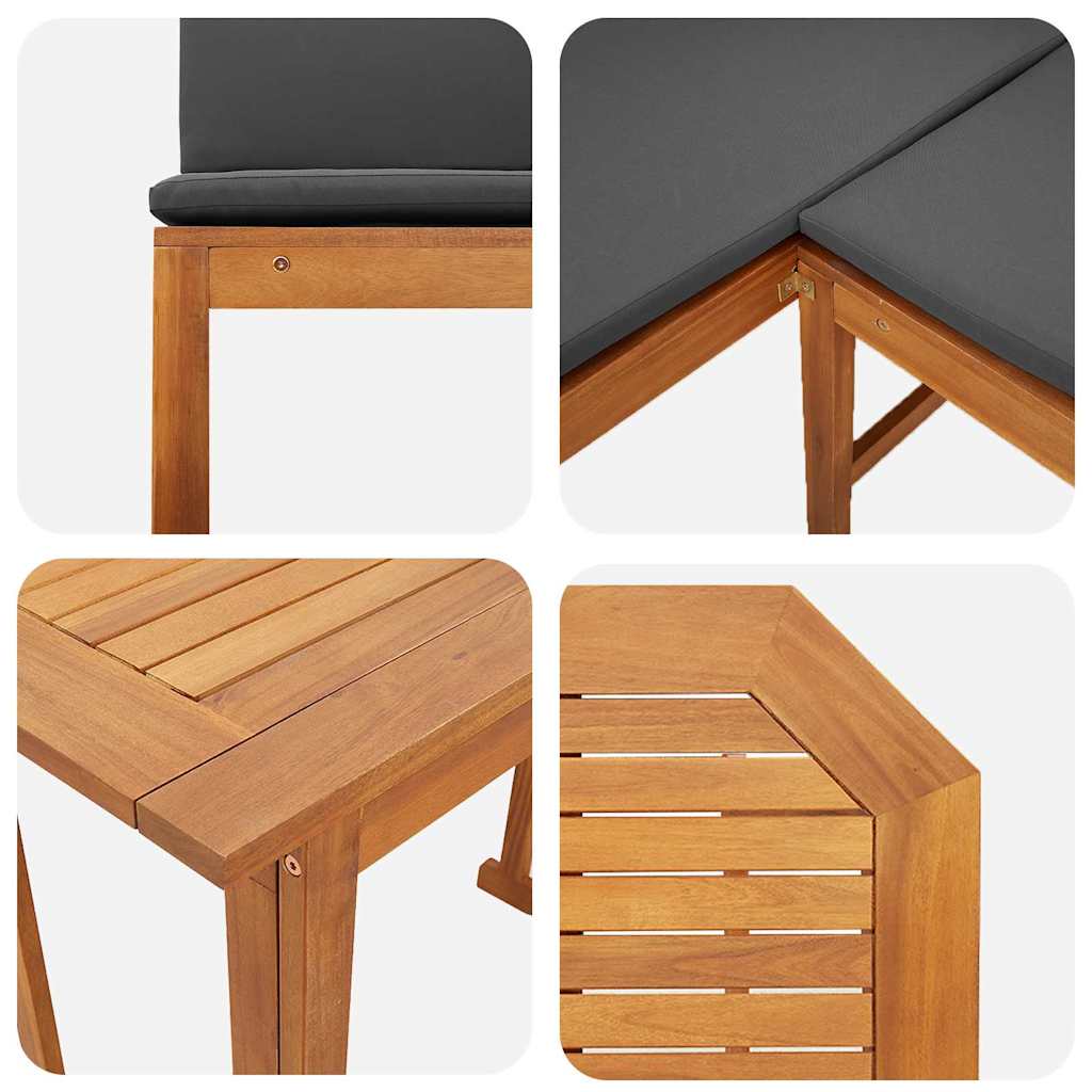 2-teiliges Garten-Ess-Set mit Kissen, Akazien-Massivholz