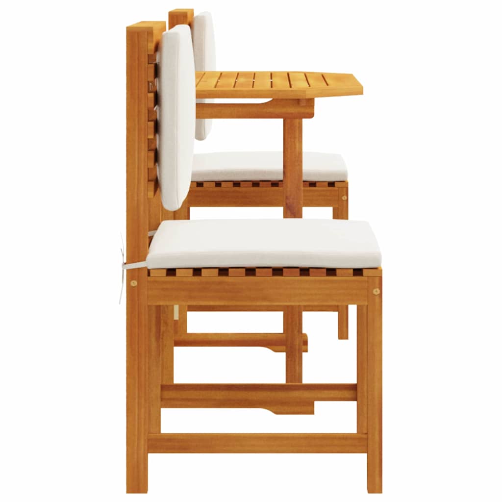 3-teiliges Garten-Bistro-Set mit Kissen aus massivem Akazienholz