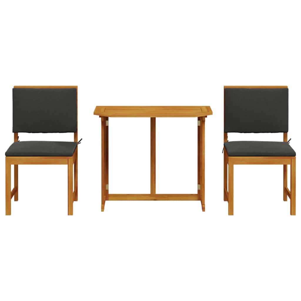 3-teiliges Garten Esszimmer Set aus massivem Akazienholz