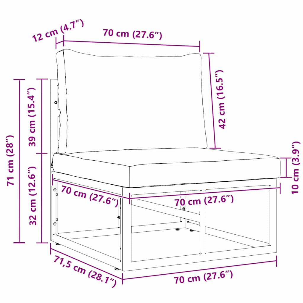 Gartenmöbel mit Kissen mit Kissen Schwarz Aluminium