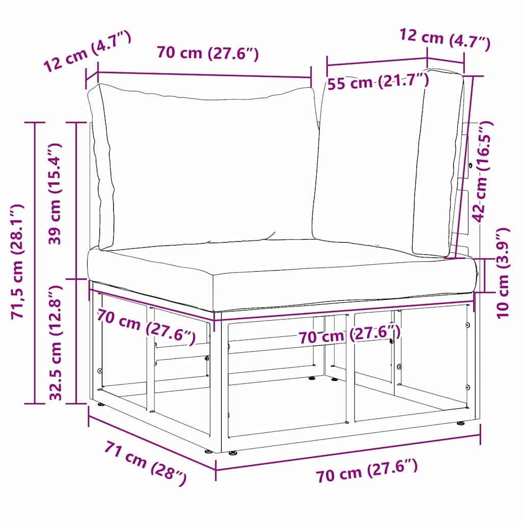 Gartenmöbel mit Kissen mit Kissen Schwarz Aluminium