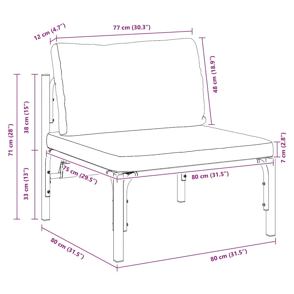 Gartenmöbel mit Kissen mit Kissen Anthrazit Stahl
