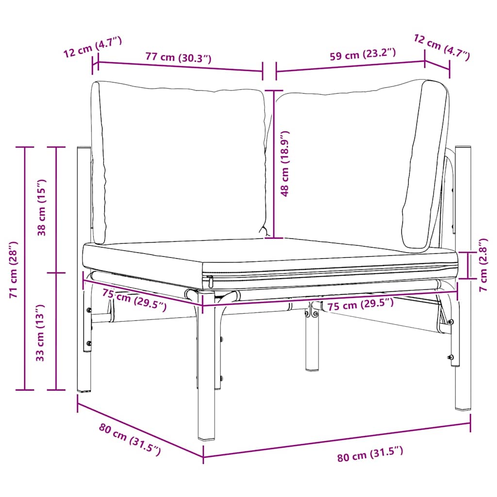 Gartenmöbel mit Kissen mit Kissen Anthrazit Stahl