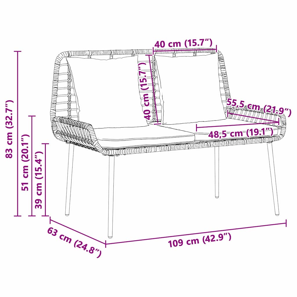 Garten Essgruppe 3 pcs Schwarz, Anthrazit Poly-Rattan, Stahl