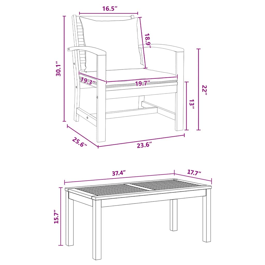 Garten-Sofa-Set Natur Teak-Massivholz