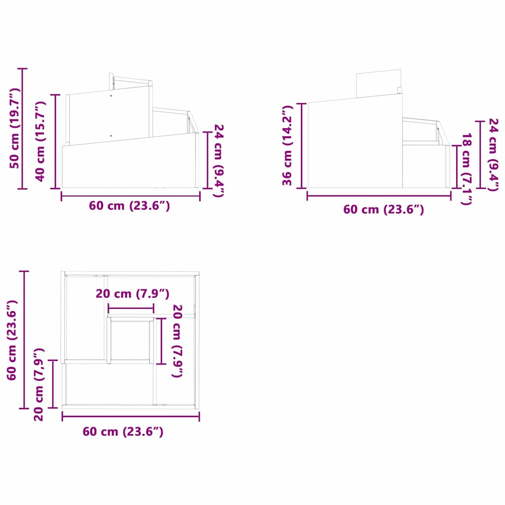 Gartenblumentopf Anthrazit 60 x 60 x 50 cm Stahl