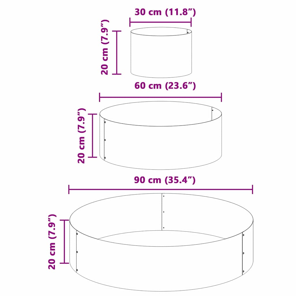 Gartenblumentopf Weiß 90 x 90 x 20 cm Stahl