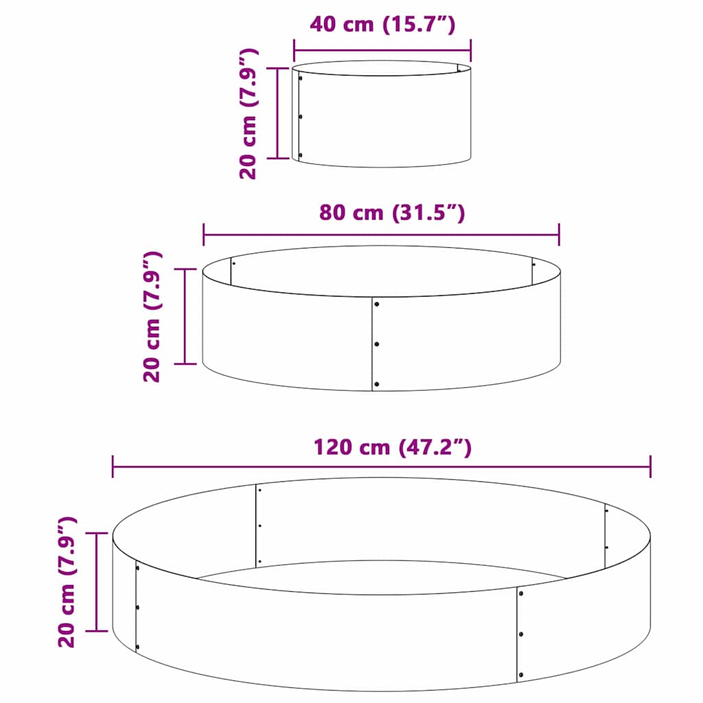 Gartenblumentopf Silber 120 x 120 x 20 cm Edelstahl