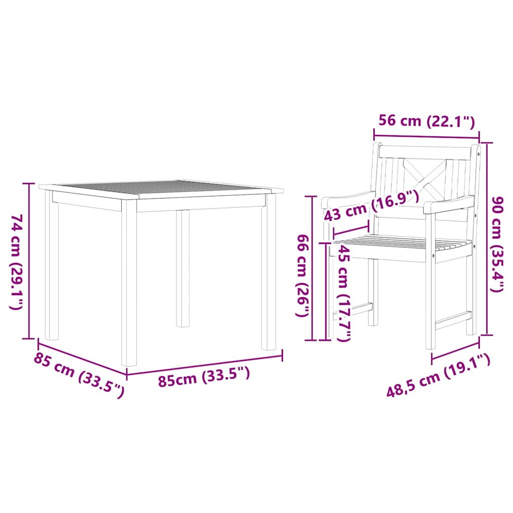 Garten Essgruppe 5 pcs Braun Massivholz Akazie