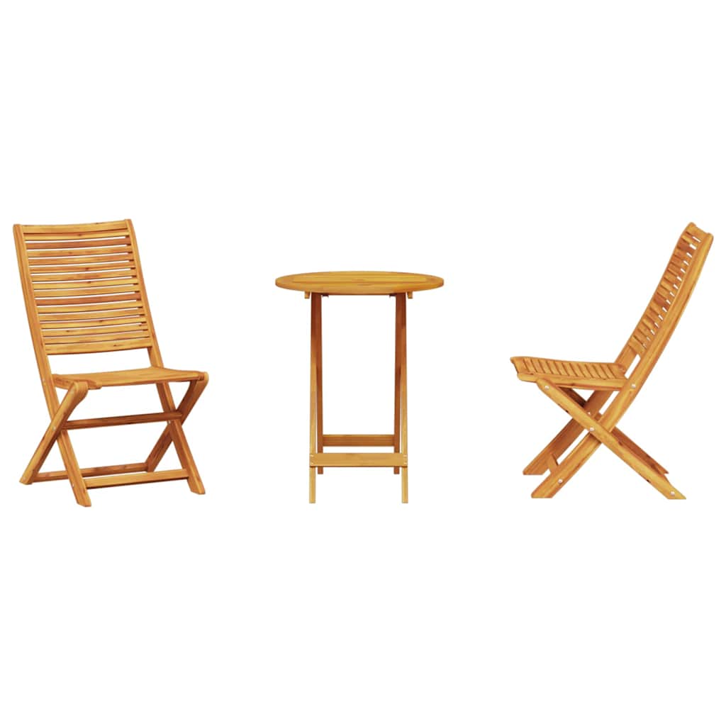 Klapp Bistro Set 3 pcs Braun Akazie Massivholz