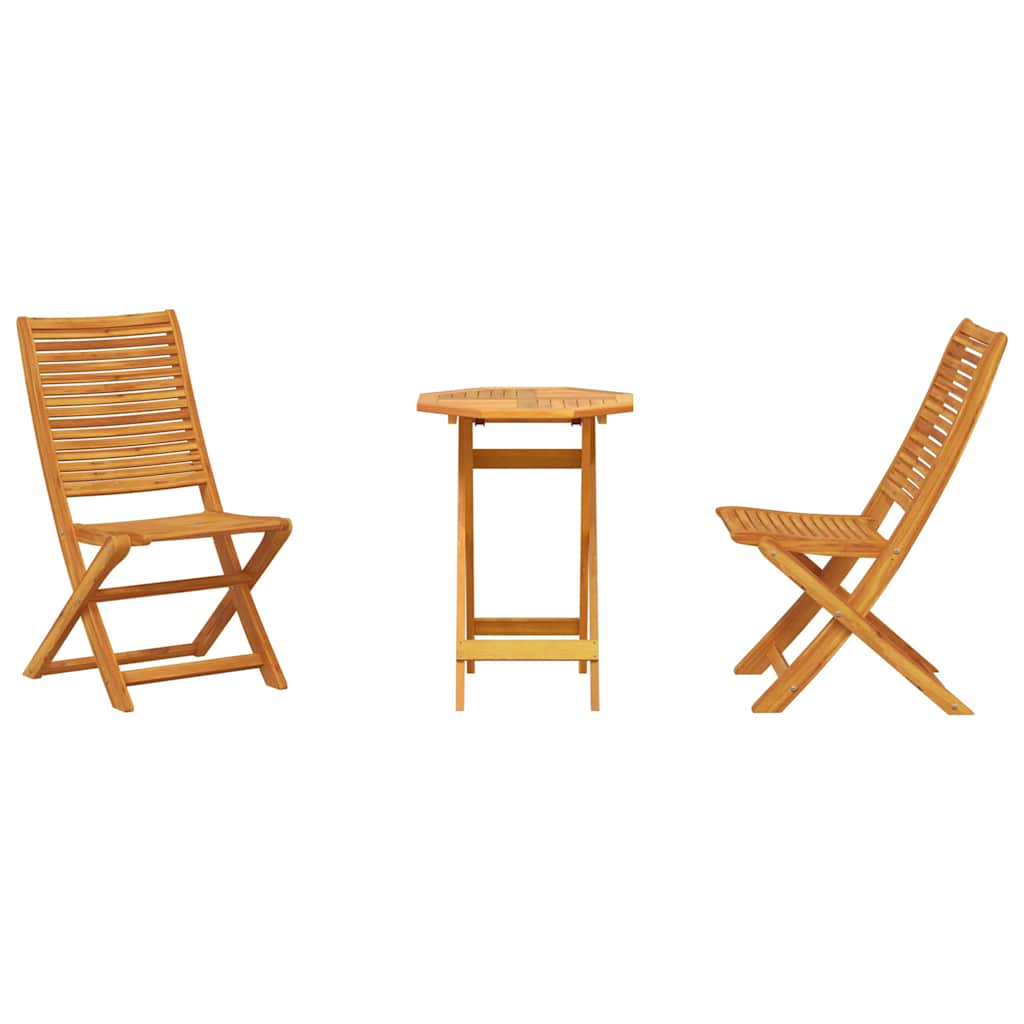 Klapp Bistro Set 3 pcs Braun Akazie Massivholz