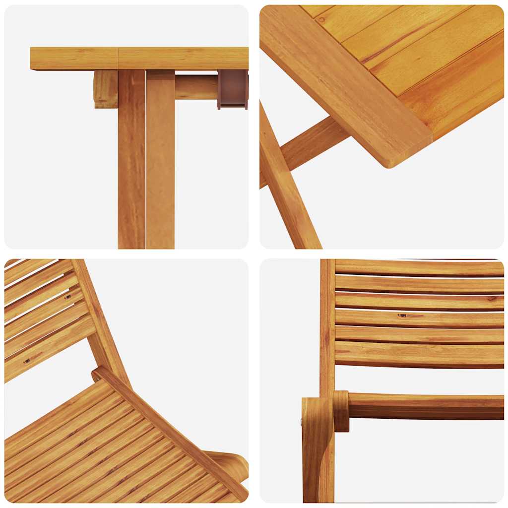 Klapp Bistro Set 3 pcs Braun Akazie Massivholz