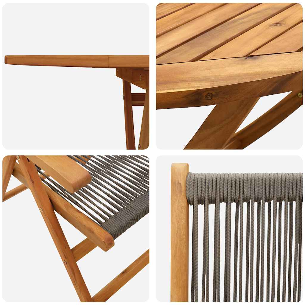 Garten Essgruppe 5 pcs Grau Massives Akazienholz und Polyrattan