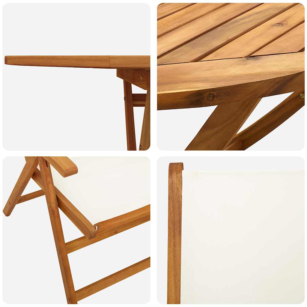 Garten Essgruppe 7 pcs Cremeweiß Akazie Massivholz