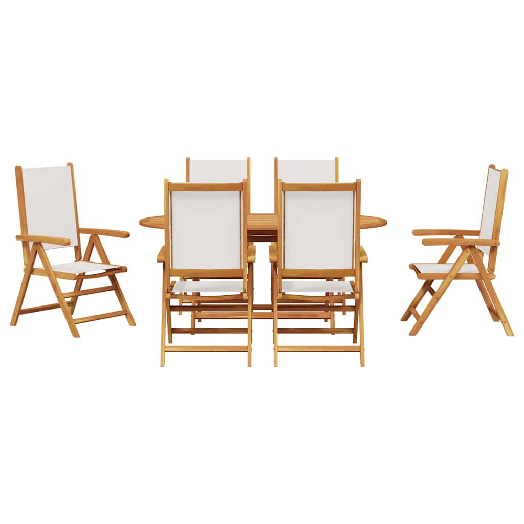 Garten Essgruppe 7 pcs Cremeweiß Akazie Massivholz