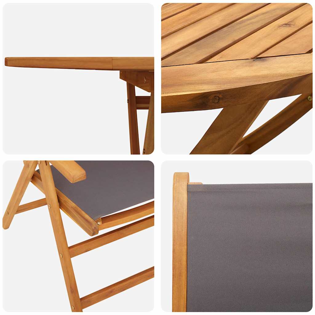 Garten Essgruppe 7 pcs Anthrazit Akazie Massivholz