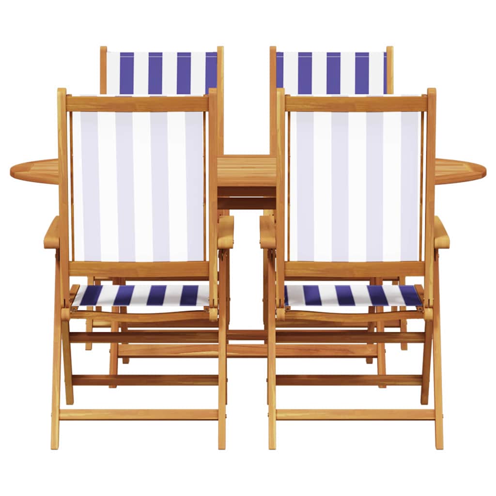 Garten Essgruppe 5 pcs Blau und weiß Akazie Massivholz