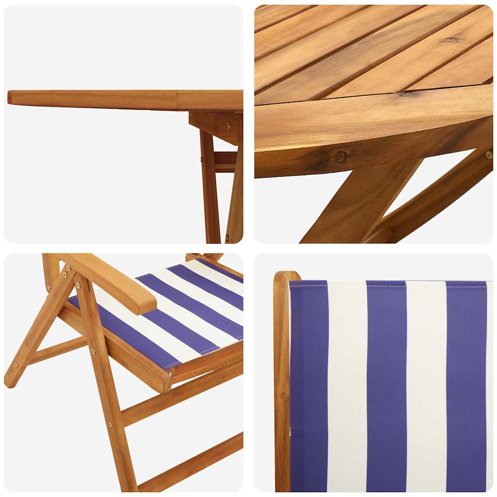 Garten Essgruppe 7 pcs Blau und weiß Akazie Massivholz