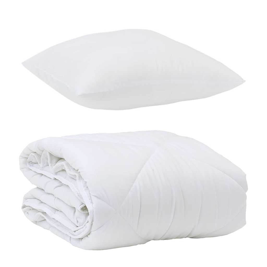 Decke mit Kissen mit Kissen 2 pcs Weiß Mikrofaser