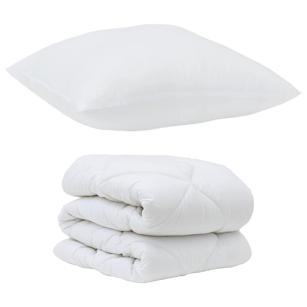 Bettdecken Set mit Kissen 2 pcs Weiß Mikrofaser