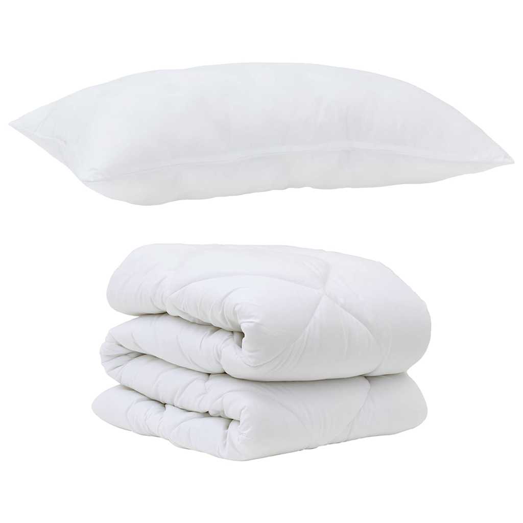 Bettdecken Set mit Kissen 2 pcs Weiß Mikrofaser