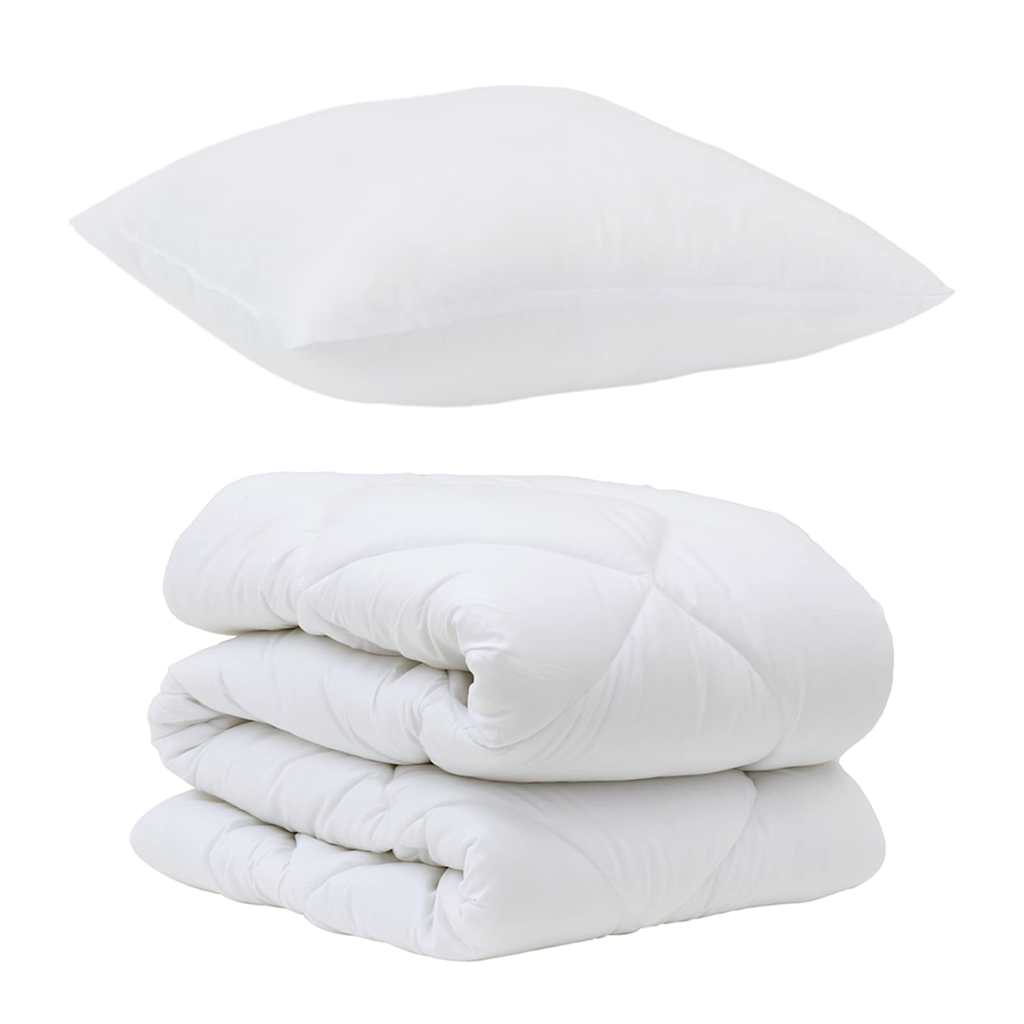 Bettdecken Set mit Kissen 2 pcs Weiß Mikrofaser