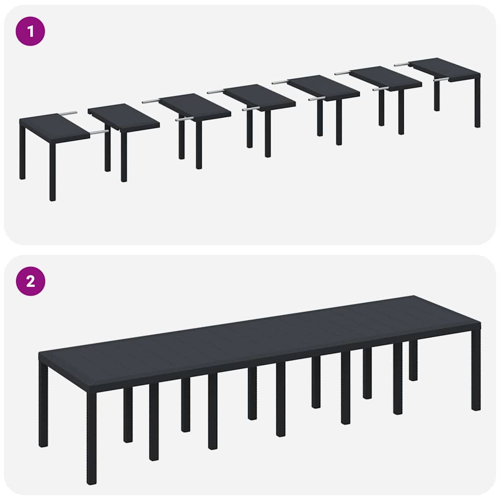 Gartentisch Anthrazit 350 x 100 x 73 cm Poly-Rattan