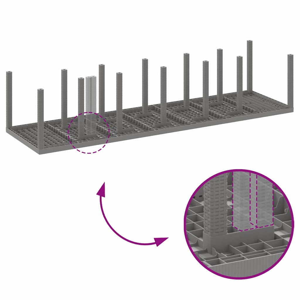 Gartentisch Hellgrau 350 x 100 x 73 cm Poly-Rattan