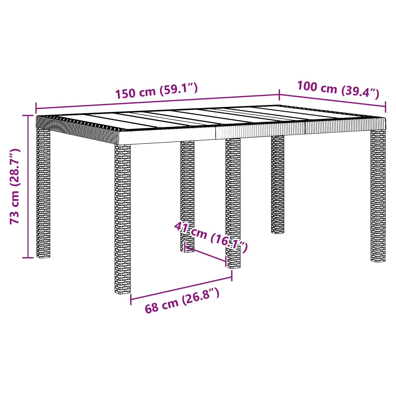 Garten Essgruppe 7 pcs Braun Polt Rattan