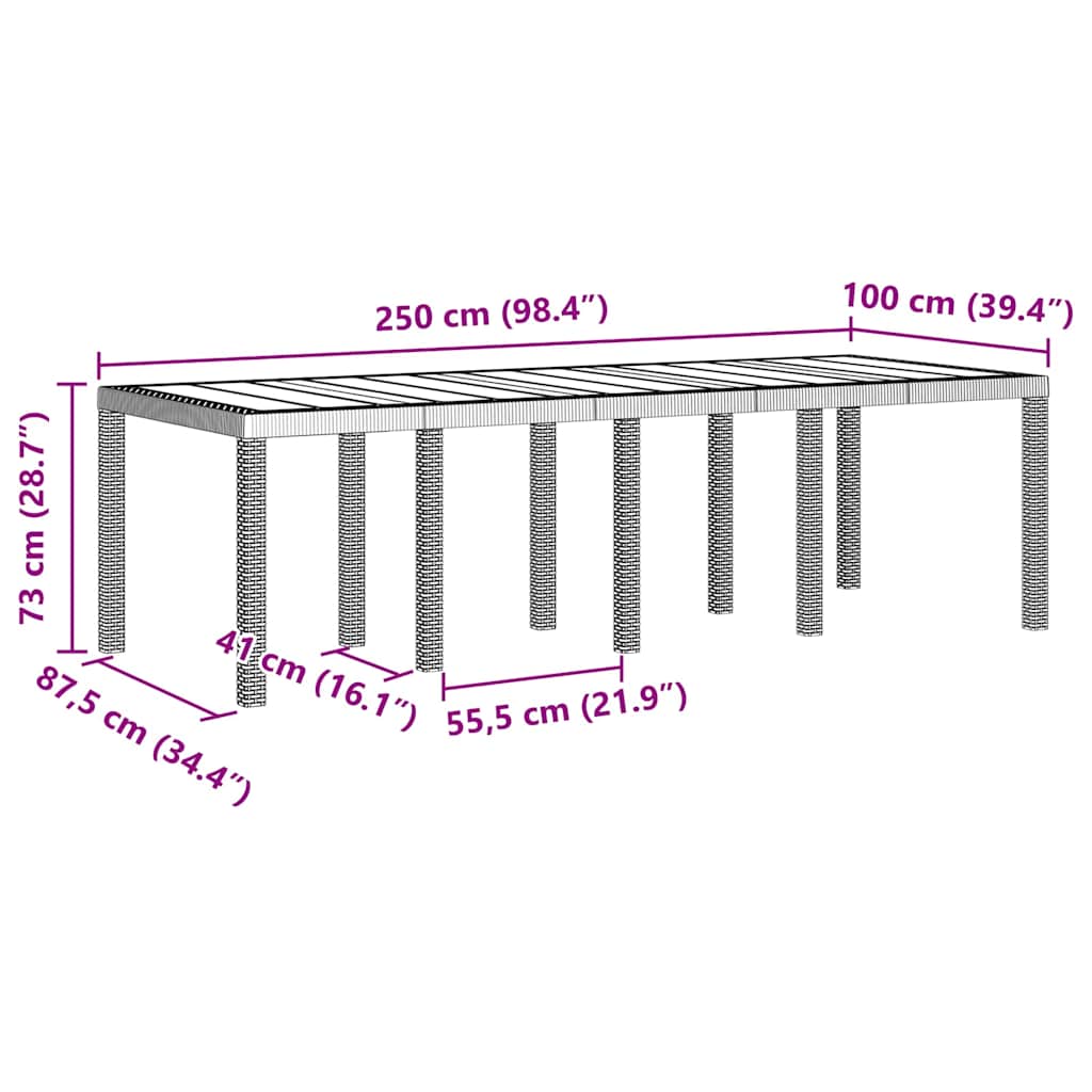 Garten Essgruppe 11 pcs Hellgrau Polt Rattan