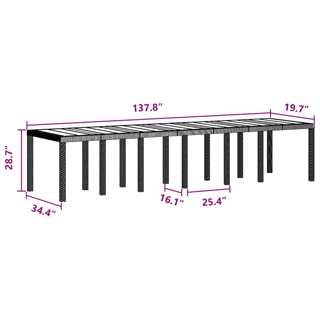 Garten Essgruppe 15 pcs Braun Polt Rattan