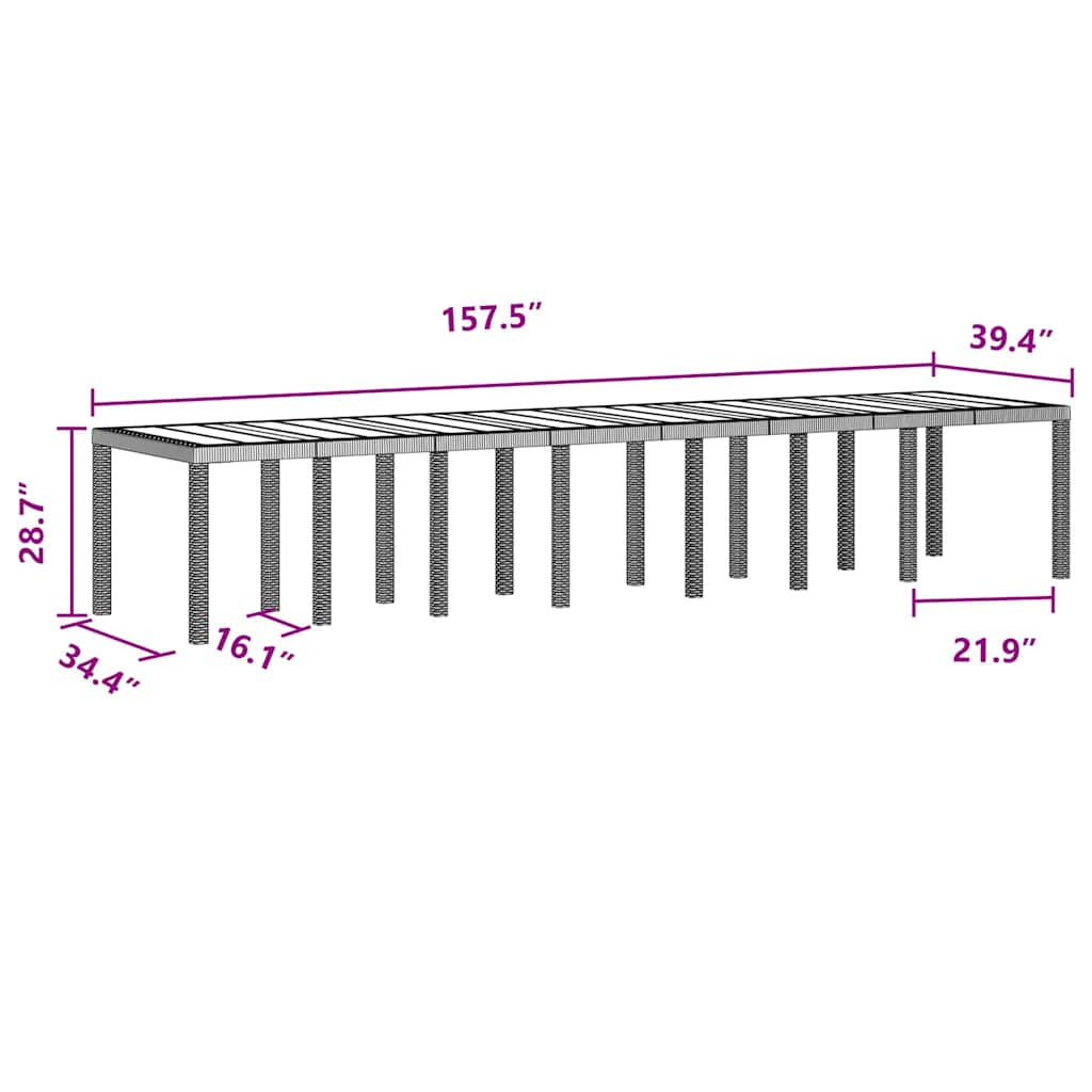 Garten Essgruppe 17 pcs Braun Polt Rattan