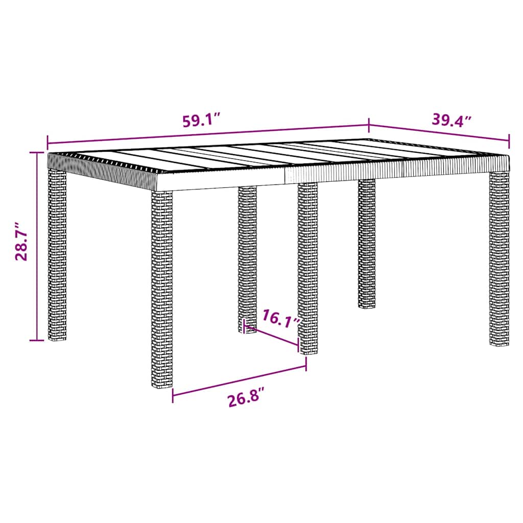 Garten Essgruppe 5 pcs Braun Polt Rattan
