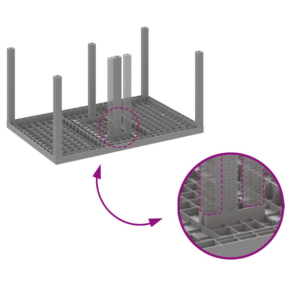 Garten Essgruppe 5 pcs Hellgrau Polt Rattan