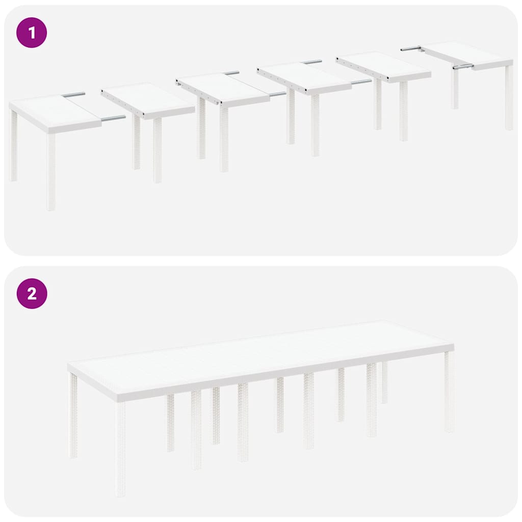 Garten Essgruppe 11 pcs Weiß Rattan und Stahl