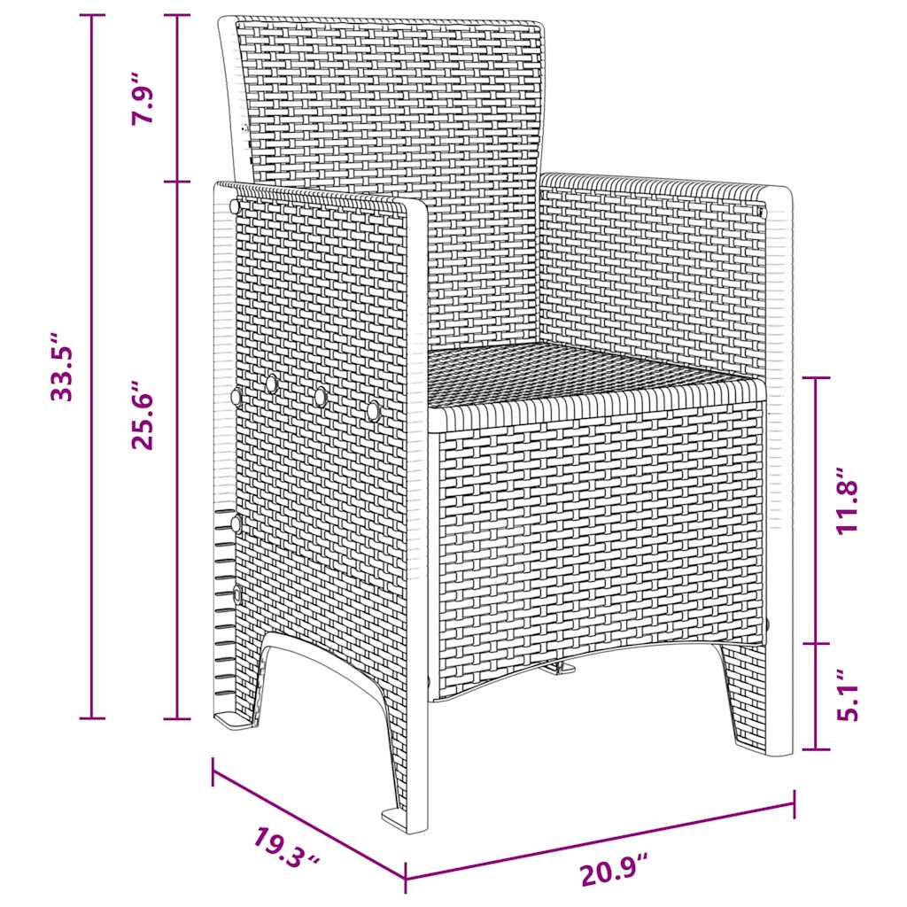 Garten Essgruppe 13 pcs Braun Polt Rattan
