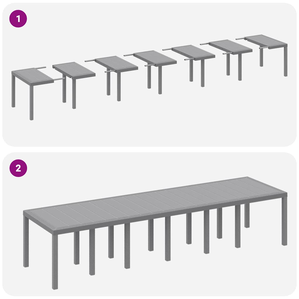 Garten Essgruppe 13 pcs Hellgrau Polt Rattan