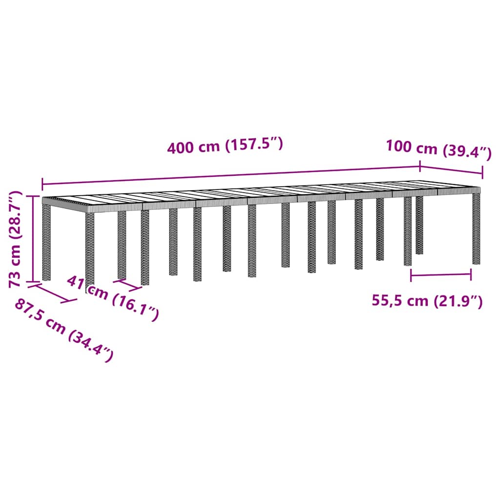 Garten Essgruppe 15 pcs Weiß Polt Rattan
