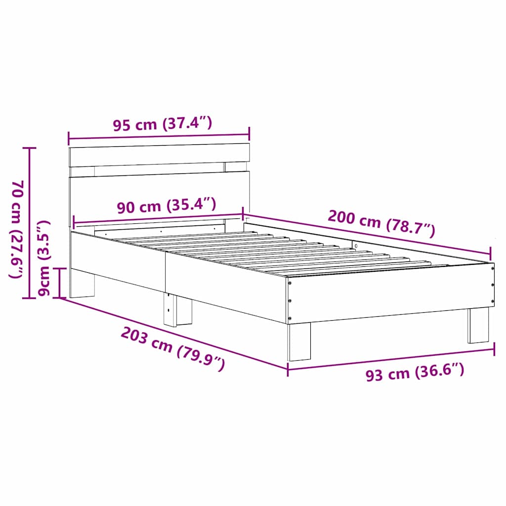 Bettgestell Artisan-Eiche 90 x 200 cm Holzwerkstoff