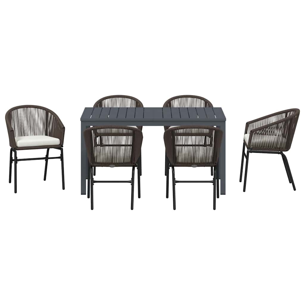 Garten Essgruppe 7 pcs Braun Poly Rattan